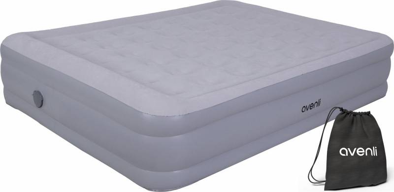 Avenli Luftbett Luftmatratze selbstaufblasend 203x157x47cm hoch, (Gästebett aufblasbar mit abnehmbarer Elektropumpe für 2 Personen), Aufblasbares Reise Bett inklusive Pumpe und Tragetasche von Avenli