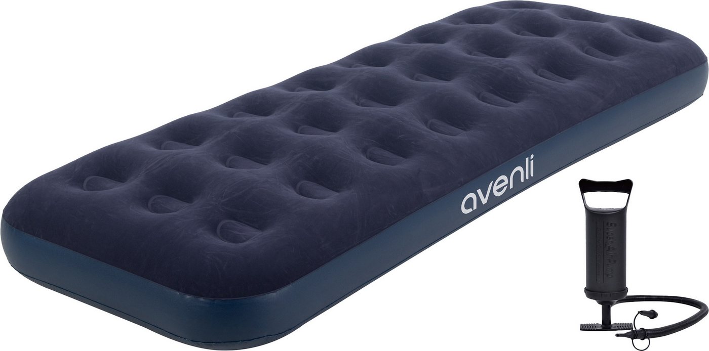 Avenli Luftmatratze Luftbett Camping für 1 Person mit Pumpe 191x73x22cm, (Gästebett Matratze aufblasbar Ideal als Reisebett, Campingbett oder Isomatte), Oberfläche von Avenli