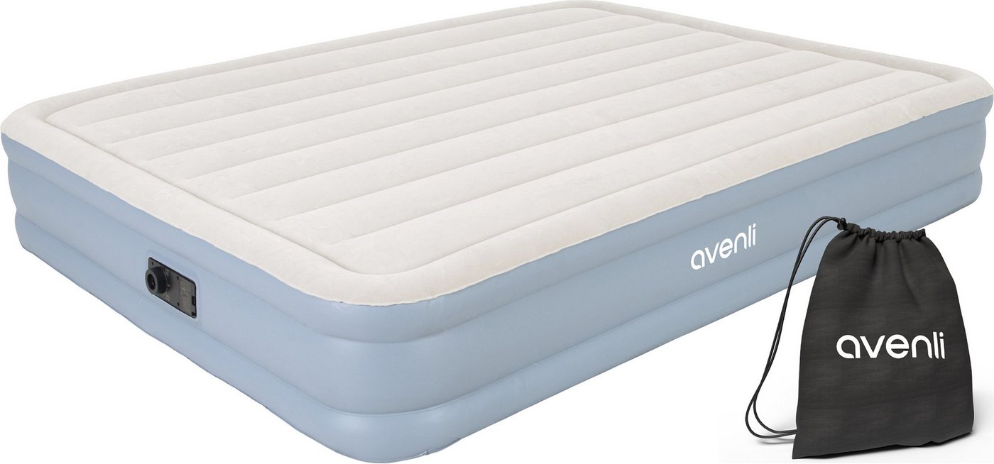 Avenli Luftmatratze Luftbett selbstaufblasend 2 Personen 203x152x33cm hoch, (Gästebett aufblasbar aufblasbares Matratze mit integrierter Elektropumpe), Aufblasbares Reise Bett inklusive Pumpe und Tragetasche von Avenli