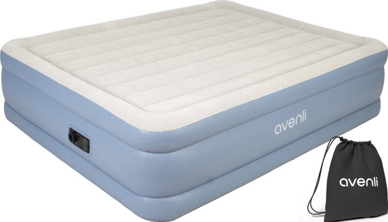 Avenli Luftmatratze Luftbett selbstaufblasend 203x152x46cm hoch, (Gästebett aufblasbar mit integrierter Elektropumpe für 2 Personen), Aufblasbares Reise Bett inklusive Pumpe und Tragetasche von Avenli