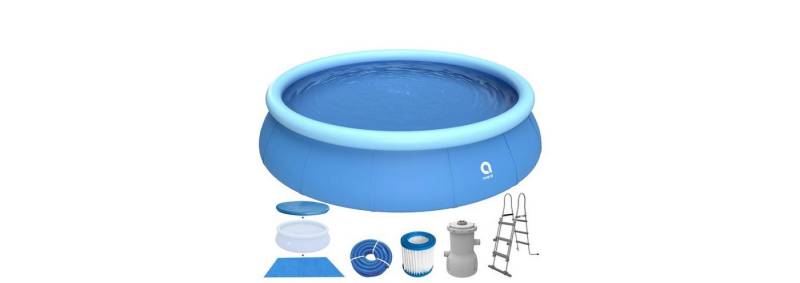 Avenli Pool Komplettset Ø 450 x 90 cm mit Filterpumpe, Leiter, Abdeckung, blau von Avenli