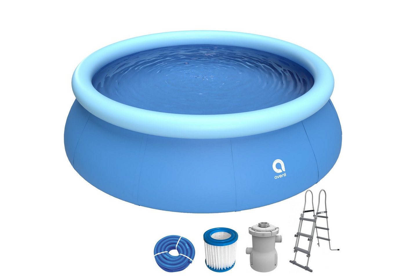 Avenli Pool Prompt Set Pool Ø 360 x 90 cm (Aufstellpool Komplettset), Swimmingpool inklusive Filterpumpe, Filterkartusche und Leiter von Avenli