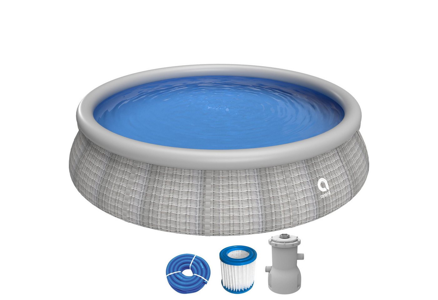 Avenli Quick-Up Pool Prompt Set Pool 396 x 84 cm Rattan Optik (Aufstellpool Komplettset), Swimmingpool inklusive Filterpumpe und Filterkartusche von Avenli