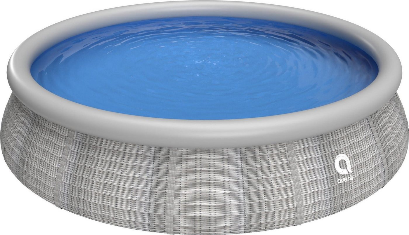 Avenli Quick-Up Pool Prompt Set Pool 396 x 84 cm Rattan Optik (Aufstellpool mit aufblasbarem Ring), Swimmingpool auch als Ersatzpool geeignet von Avenli