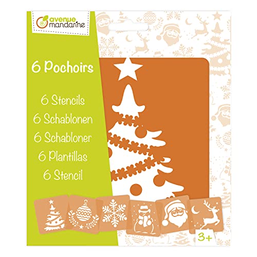 Avenue Mandarine 42455MD - Set mit 6 Schablonen, 15 x 15 cm, geeignet für Kinder ab 3 Jahren, für Filz- und Farbstifte, Farben oder Farbbomben, Weihnachten, 1 Set von Avenue Mandarine