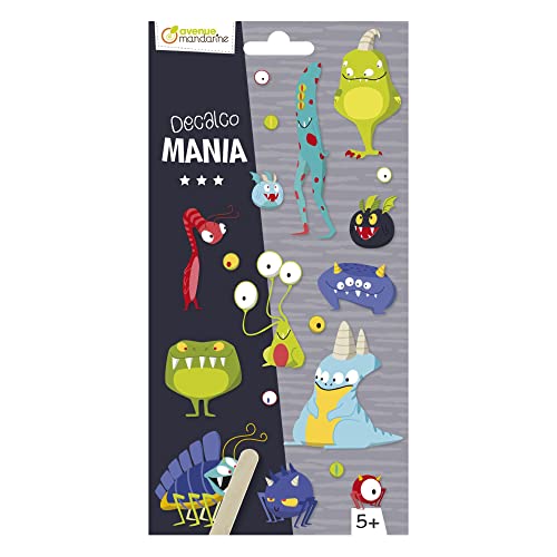 Avenue Mandarine CC062C - Packung Decalco' Mania, Rubbelbilder ideal ab 5 Jahren, Monster, 1 Pack von Avenue Mandarine