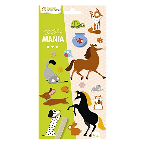 Avenue Mandarine CC063C - Packung Decalco' Mania, Rubbelbilder ideal ab 5 Jahren, Haustiere, 1 Pack von Avenue Mandarine