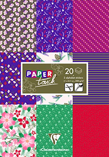 Avenue Mandarine 95262C - Packung Paper Touch mit bedrucktem Papier, DIN A4, 200g, 20 Blatt sortiert, Winter, 1 Pack von Clairefontaine