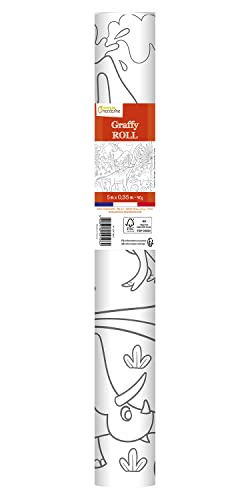 Avenue Mandarine GY126C - Ausmalrolle Graffy Roll, 5 m x 35 cm, Zeichnung 50cm wiederholt sich 10-mal, Plakatpapier 90g, Dinosaurier, 1 Rolle von Avenue Mandarine