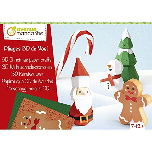 Avenue Mandarine KC142C - Kreativset 3D-Weihnachtsdekorationen aus Papier zum Zusammenbauen, ideal für Kinder ab 7 Jahren, 1 Set von Avenue Mandarine