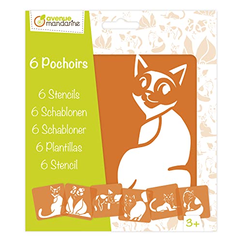 Decopatch Avenue Mandarine PO009C - Set mit 6 Schablonen 15x15 cm, für Kinder, Katzen, 1 Set von Avenue Mandarine