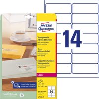 AVERY Zweckform Adress-Etiketten Adress-Etik.Transp.99,1x38,1 99,1 x 38,1 mm Transparent von Avery Zweckform