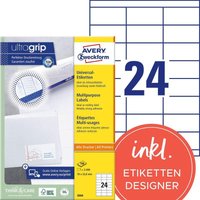 AVERY Zweckform Etiketten 3664 weiß 70,0 x 33,8 mm von Avery Zweckform