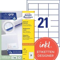 AVERY Zweckform Etiketten 3670 weiß 64,0 x 36,0 mm von Avery Zweckform