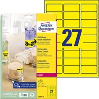 AVERY Zweckform Universaletiketten L6004-25 63,5 x 29,6 mm Gelb von Avery Zweckform