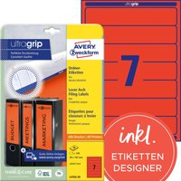 AVERY Zweckform Ordneretiketten 38,0 x 192,0 mm rot von Avery Zweckform