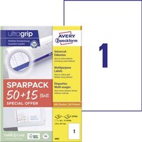 Avery-Zweckform 6603 210 x 297mm Papier Weiß 65 St. Permanent haftend Universal-Etiketten Laser 65 von Avery-Zweckform