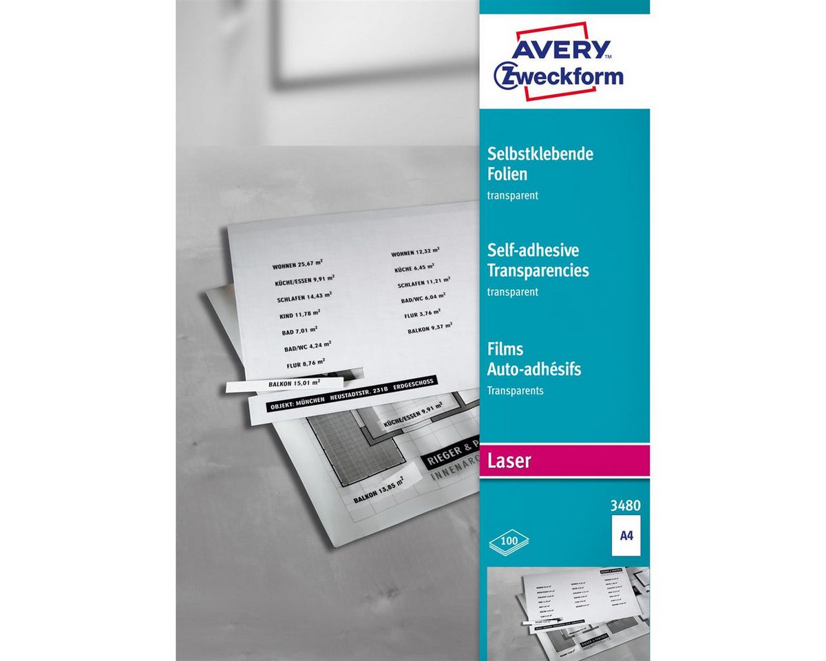 Avery Zweckform Dekorationsfolie AVERY Zweckform Laser/Kopier-Folien A4 transparent 100 Stck Avery Zweckform Dekorationsfolie AVERY Zweckform Laser/Kopier-Folien A4 transparent 100 Stck von Avery Zweckform
