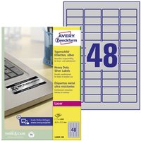 Avery-Zweckform L6009-100 Typenschild-Etiketten 45.7 x 21.2mm Polyester-Folie Silber 4800 St. Perman Avery-Zweckform L6009-100 Typenschild-Etiketten 45.7 x 21.2mm Polyester-Folie Silber 4800 St. Perman von Avery-Zweckform