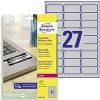 Avery-Zweckform L6011-20 Typenschild-Etiketten 63.5 x 29.6mm Polyester-Folie Silber 540 St. Permanen von Avery-Zweckform