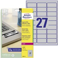 Avery-Zweckform L6011-8 Typenschild-Etiketten 63.5 x 29.6mm Polyester-Folie Silber 216 St. Permanent von Avery-Zweckform