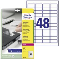 Avery-Zweckform L6113-20 Sicherheits-Etiketten 45.7 x 21.2mm Polyester-Folie Weiß 960 St. Permanent von Avery-Zweckform