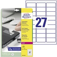 Avery-Zweckform L6114-20 Sicherheits-Etiketten 63.5 x 29.6mm Polyester-Folie Weiß 480 St. Permanent Avery-Zweckform L6114-20 Sicherheits-Etiketten 63.5 x 29.6mm Polyester-Folie Weiß 480 St. Permanent von Avery-Zweckform