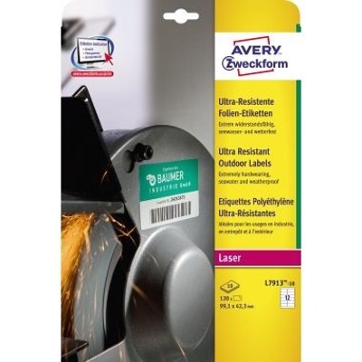 L7913-10 Folienetikett 99,1 x 42,3 mm 120er-Pack,weiß von Avery Zweckform