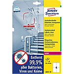 Avery L8013-10 Antimikrobielle Etiketten DIN A4 Transparent 105 x 148 mm 10 Blatt à 4 Etiketten von Avery