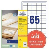 Avery - Universaletikett Recycling 38 x 21,2 mm (b x h) nicht wieder ablösbar 100 % Altpapier naturweiß 6.500 Etik./Pack. von Avery