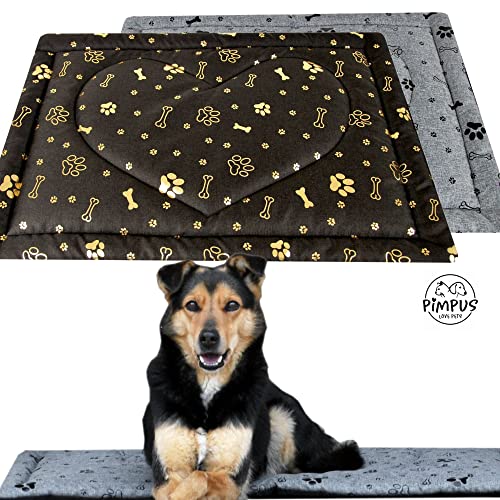 Aves-24 PIMPUS Hundematte Gr. M/L/XL Waschbar rutschfest Hundebett Liegedecke Hunde Katze für große oder kleine Hunde (L - 70x100cm, Braun/Gold) von Aves-24