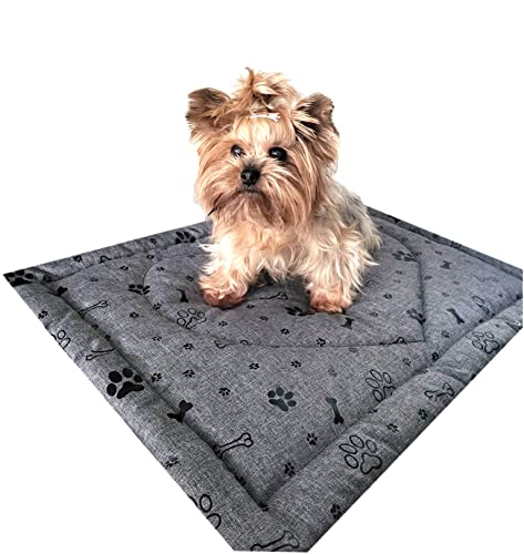 Aves-24 PIMPUS Hundematte Gr. M/L/XL Waschbar rutschfest Hundebett Liegedecke Hunde Katze für große oder kleine Hunde (M - 50x70cm, Grau/Schwarz) von Aves-24