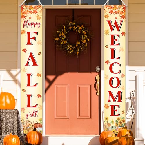Avezano Herbstbanner Happy Fall Y'all Türbanner Herbst Willkommensbanner Thanksgiving Party Dekorationen Avezano Herbstbanner Happy Fall Y'all Türbanner Herbst Willkommensbanner Thanksgiving Party Dekorationen von Avezano