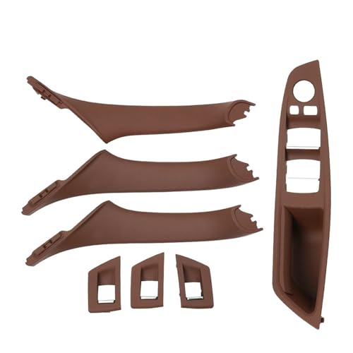 Auto Innen Türgriff Für F10 F11 F18 520 523 525 528 530 RHD Rechts Fahrer Innentür Fenster Schalter Panel Pull Griff 7PCS Set(Model A Brown) von Avfpra