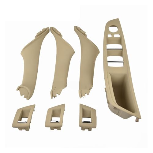 Avfpra Auto Innen Türgriff Für 5 Serie F10 F11 520 525 7piece Carbon Faser/Schwarz/Beige RHD Auto Innen Türgriff Innere Tür Panel Pull Trim Abdeckung(Beige 7piece) von Avfpra
