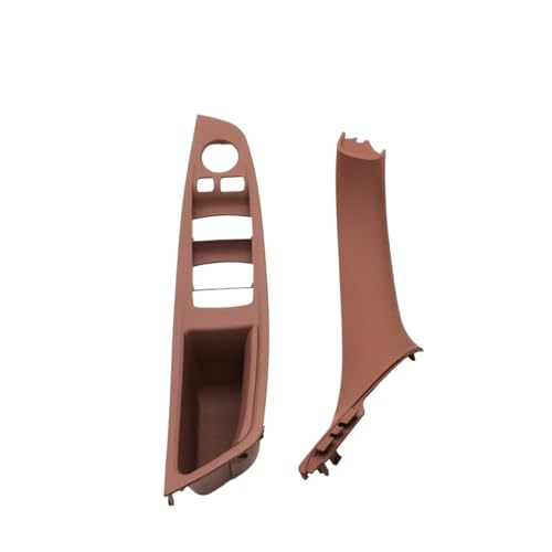 Avfpra Auto Innen Türgriff Für 5 Series F10 F11 F18 520i 523i 525i 528i 535i LHD Carbon Fiber Beige Schwarz Innen Tür Pull Griff Trim Abdeckung Set Innentürgriffe(Brown 2pieceSet) von Avfpra