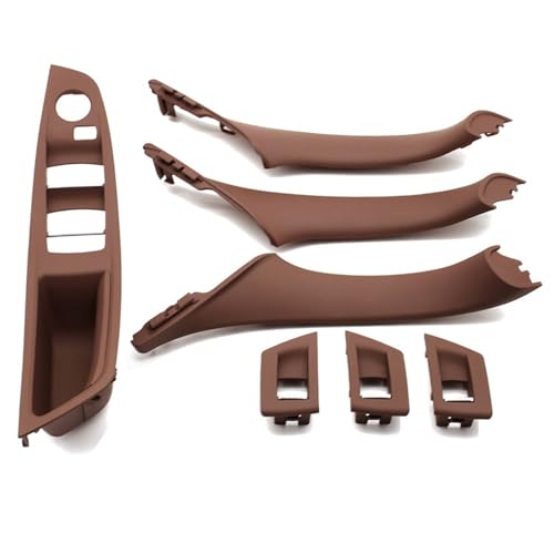 Avfpra Auto Innen Türgriff Für 5 Series F10 F18 523 525 528 9 Farben Left Drive LHD Beige Schwarz Carbon Faser Auto Innen Tür Griff Pull 7PCS Set(Model B Brown) von Avfpra