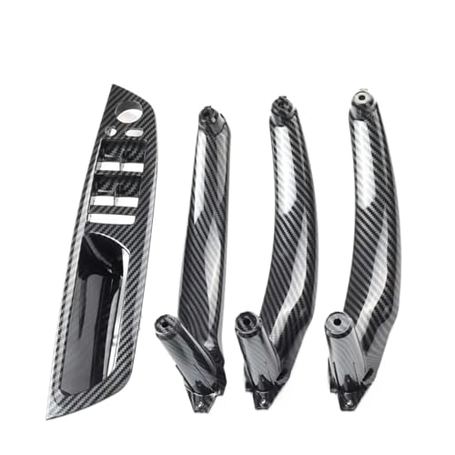 Avfpra Auto Innen Türgriff Für E70 E71 X5 X6 2007-2014 Armlehne Auto Links Vorne Fahrersitz LHD Innen Türgriff Innere Panel Pull Trim Abdeckung(Carbon 4Pcs LHD) von Avfpra