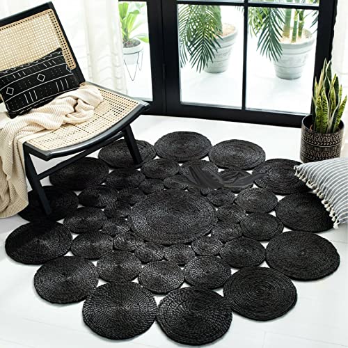 Avgari Creation Circle Design Runder natürlicher Jute-Teppich, handgefertigt, geflochten, Wohnzimmer, Küche, Innen- und Außenbereich, 120 x 120 cm, Schwarz Avgari Creation Circle Design Runder natürlicher Jute-Teppich, handgefertigt, geflochten, Wohnzimmer, Küche, Innen- und Außenbereich, 120 x 120 cm, Schwarz von Avgari Creation