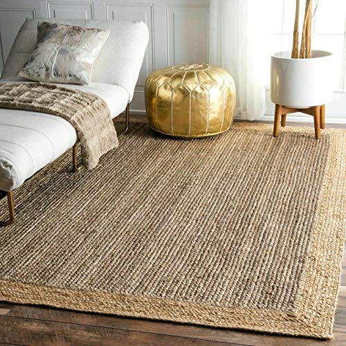 Teppich Jute Natürlicher 100% Handgeflochtener Teppich Rechteckig Handgefertigt Naturfaser Teppich Küche, Flur Teppiche für Wohnzimmer - 60x60 cm (120 x 180 cm (4x6 feet)) von Avgari Creation