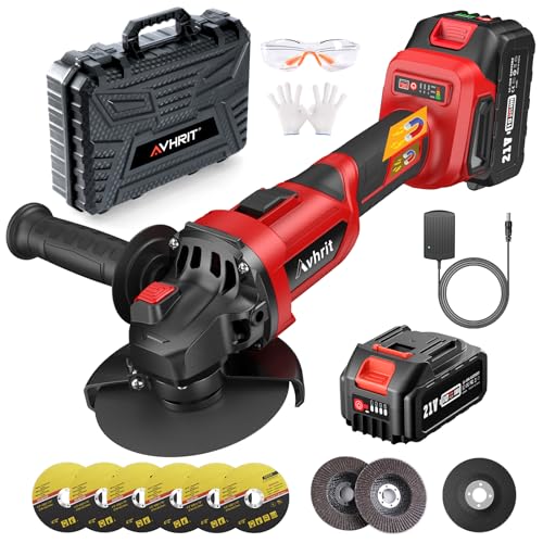Akku Winkelschleifer 125 mm, 9500 RPM Bürstenlos Winkelschleifer mit 1PCS 4000mAh Akku, 21V Akku-Schleifer mit Trennscheiben, Fächerschleifer zum Trennen & Schleifen Akku Winkelschleifer 125 mm, 9500 RPM Bürstenlos Winkelschleifer mit 1PCS 4000mAh Akku, 21V Akku-Schleifer mit Trennscheiben, Fächerschleifer zum Trennen & Schleifen von Avhrit