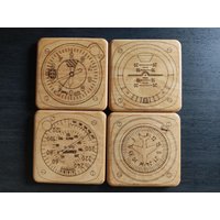 Airplane Cockpit Instruments Wooden Coasters | Birch Decoration Set Of 4 von AviationDecoration