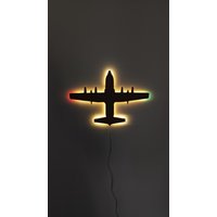 C130 C-130 Hercules Airplane - Led Mdf Mural, Lighting Decoration, Night Light, Deco, Usb-C von AviationDecoration