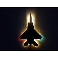 F15 Strike Eagle - Jet Fighter Plane Led Mdf Wall Picture, Lighting Decoration, Night Light, Deco, Usb-C von AviationDecoration