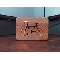 Fahrrad Deko Holz Led Nachtlicht/Tischlicht - Nachlicht- Deko, Usb-C von AviationDecoration