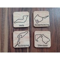 Formula One Track Wooden Coasters - F1 1 Any Race Gift Set Of 4 von AviationDecoration