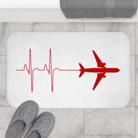 Fliegender Herzschlag Badematte, Flugzeug Badezimmer Teppich - Perfektes Pilot Geschenk, Luftfahrt Geschenk von AviationGoodies