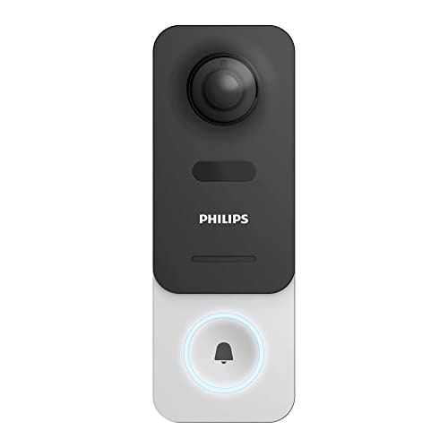 Philips WelcomeEye Link, intelligente Videotürklingel mit Kamera, videosprechanlage , Smartphone-App,WiFi 20 meter , Nachtsicht, 160°-Weitwinkel-Full-HD-Kamera (1080p), batteriebetrieben, 2-Wege-Audio von Avidsen