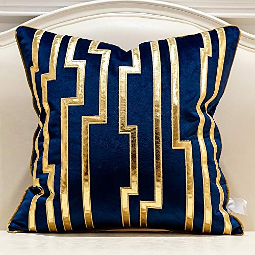 Avigers 45 x 45 cm marineblau gold Leder gestreifte Kissenbezüge Luxus Europäische Throw Kissenbezüge Dekorative Kissen für Couch Wohnzimmer Schlafzimmer Auto 45 x 45 cm von Avigers