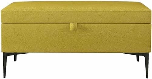 AviiSo Faltbarer Sitzhocker Gepolsterte rechteckige Ottoman-Bank mit Stauraum mit Metallfuß, Multifunktionskinderspielzeug-Kasten-Hocker, 150kg Belastung (Color : Yellow, Size : 120cm/47.2in) von AviiSo